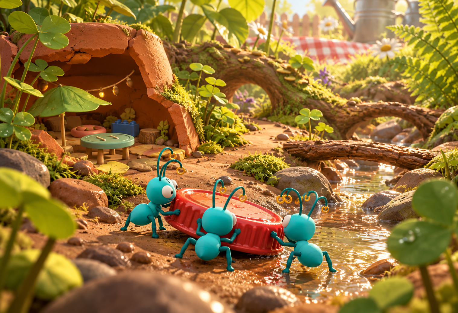 Flowerpot Commons Garden 3D world with clay ants